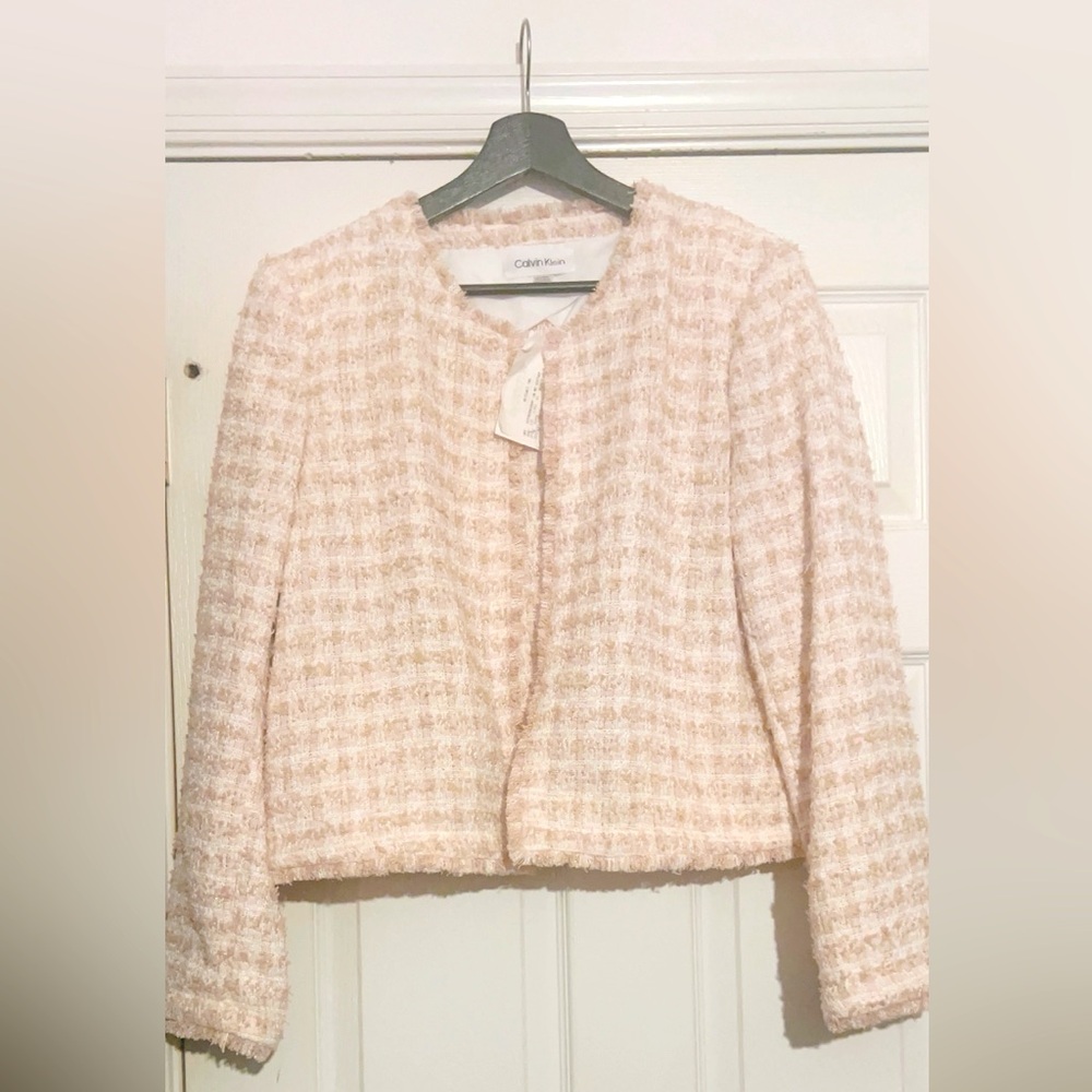 Calvin Klien Elegant Cream Tweed Women's Jacket